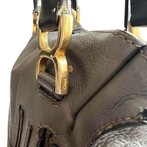 Chloe Marcie Bag Medium Size Cashmere Gray Leather Top Handle Handbag Purse - Picture 5 of 16